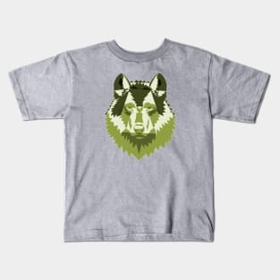 Geometric Green Wolf Kids T-Shirt